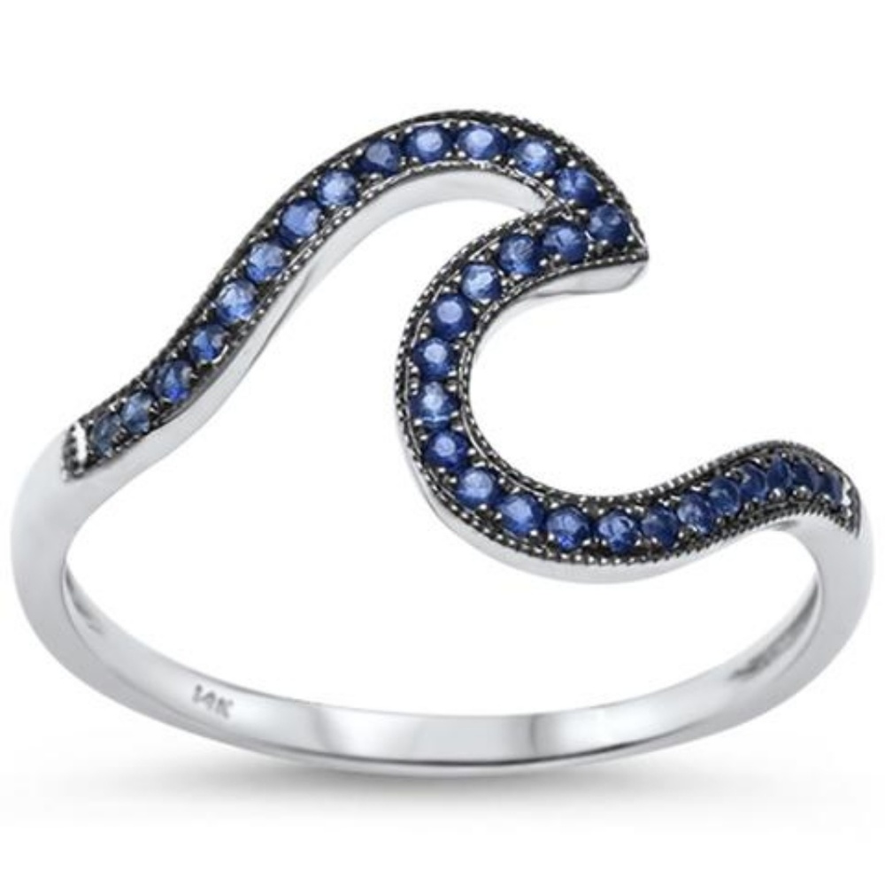 white gold natural blue sapphire and diamond ring